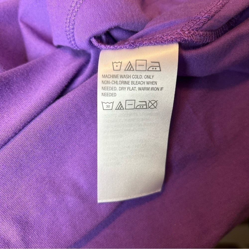 LOGO by Lori Goldstein Purple Short Sleeve High Low Lace Accent Top Sz.XS - Picture 14 of 16